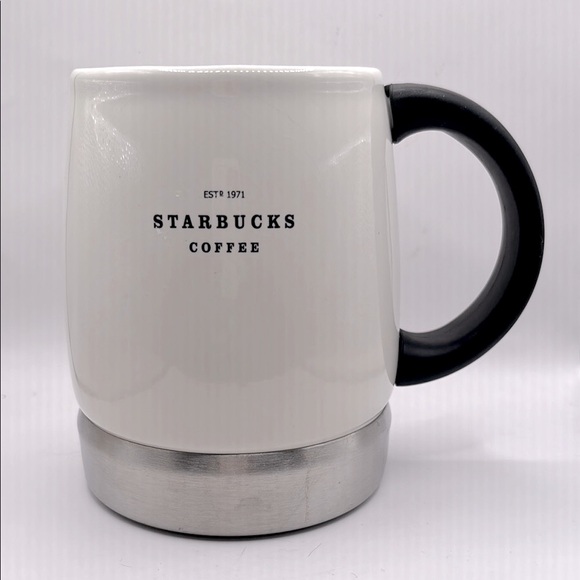 Starbucks Ceramic Stainless Steel Coffe Mug With Black Handle Starbucks - Picture 1 of 6